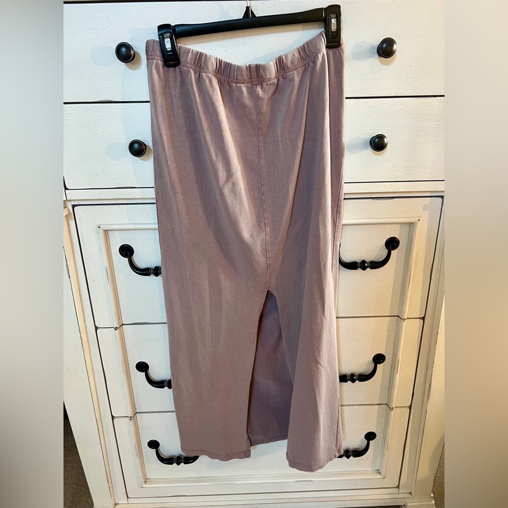 Zara Mauve washed effect long, heavy cotton skirt - Picture 5 of 8